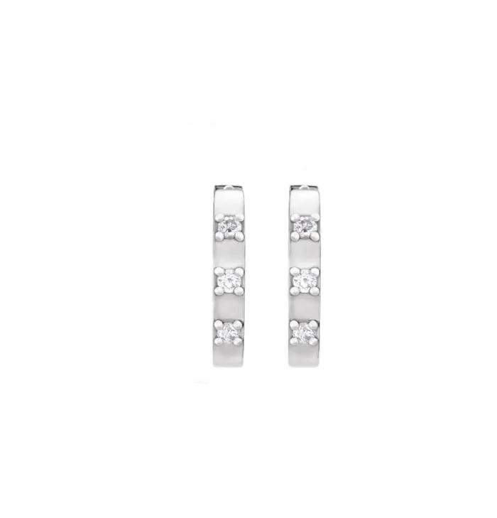 Earrings Everyday High Polished Alternating Diamond 12mm Hoops RACHEL LYNN CHICAGO