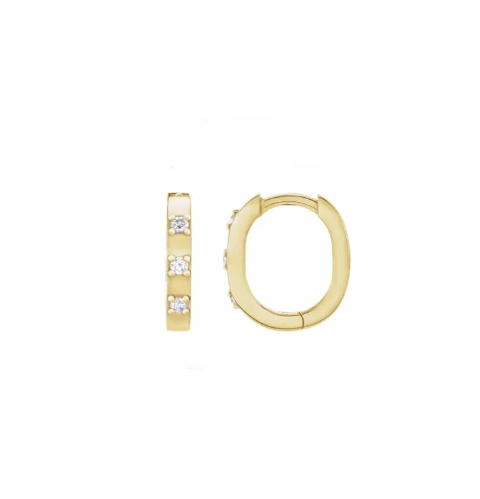 Earrings Everyday High Polished Alternating Diamond 12mm Hoops RACHEL LYNN CHICAGO