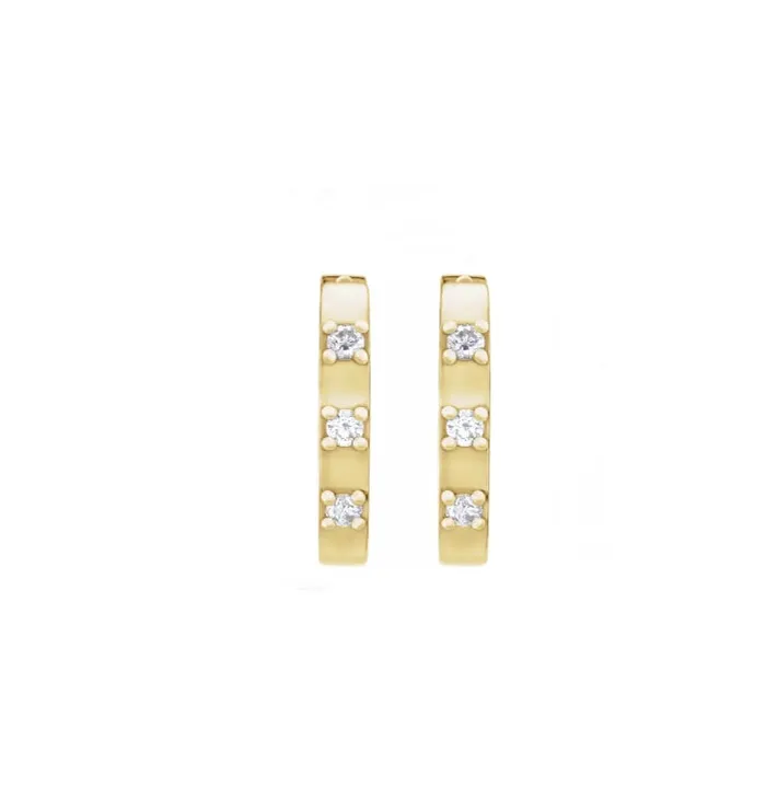 Earrings Everyday High Polished Alternating Diamond 12mm Hoops RACHEL LYNN CHICAGO
