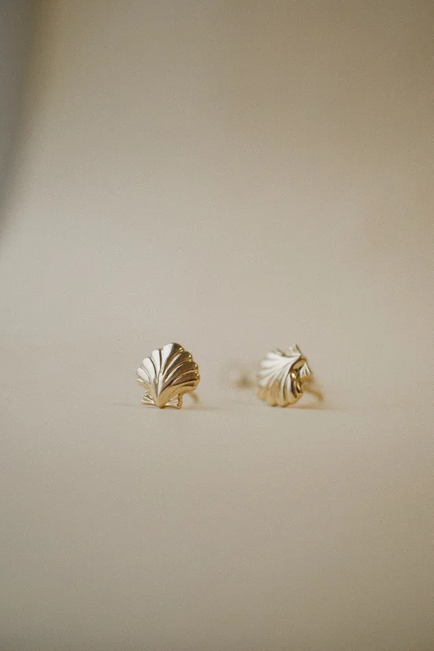 Earrings Foe Dear 14k Yellow Gold Shell Studs readytoship