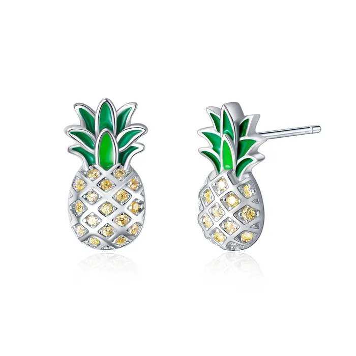 Earrings Gold Shield Aretes de Plata para Mujer de Pia con Zirconia