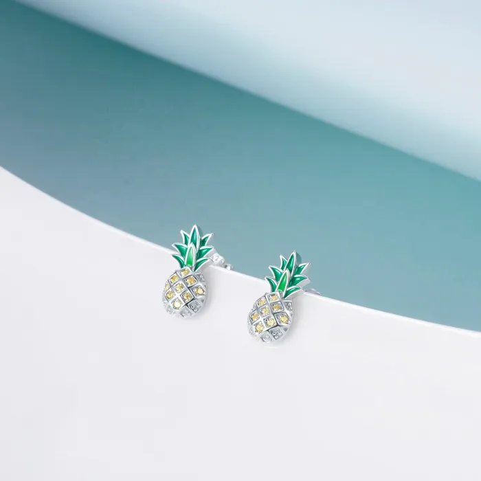Earrings Gold Shield Aretes de Plata para Mujer de Pia con Zirconia