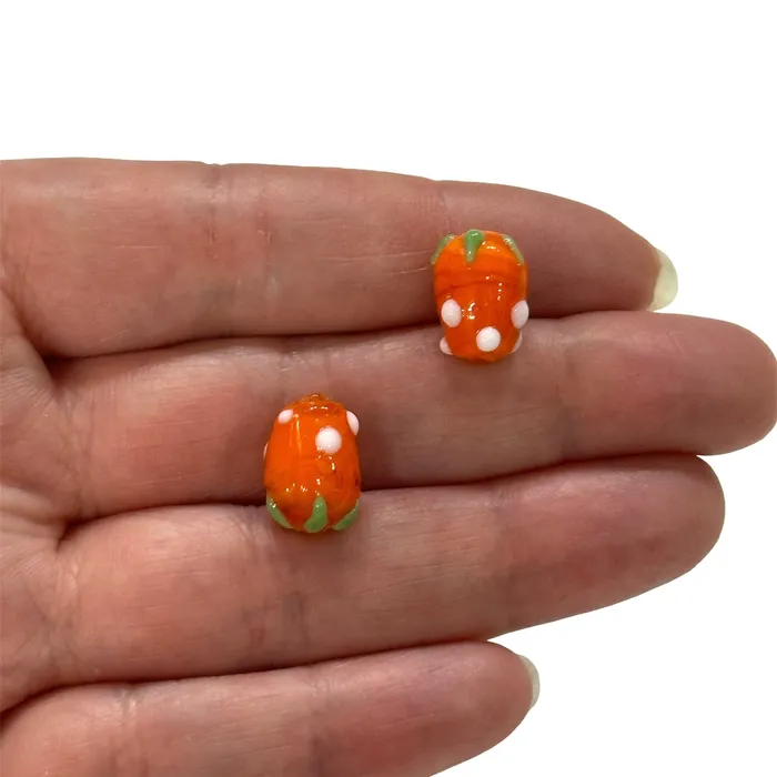 Earrings Hand Made Orange Glass Vertical Hole FruitVine Beads 2 Pcs in a pack Peppy Beads Earrings Hand Made Orange Glass Vertical Hole FruitVine Beads 2 Pcs in a pack Peppy Beads