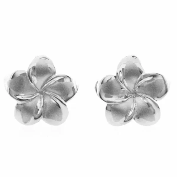 Earrings Island Fine Jewelry Sterling Silver Plumeria Earrings