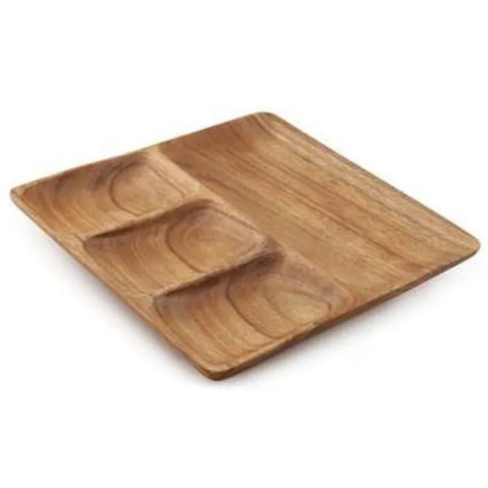 Earrings ISLANDERGRP Acacia Wood 4Compartment Square Tray 11x11