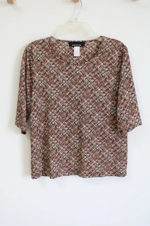 Earrings Jones New York Jones New York Meshy Lightweight Brown Patterned Top XL