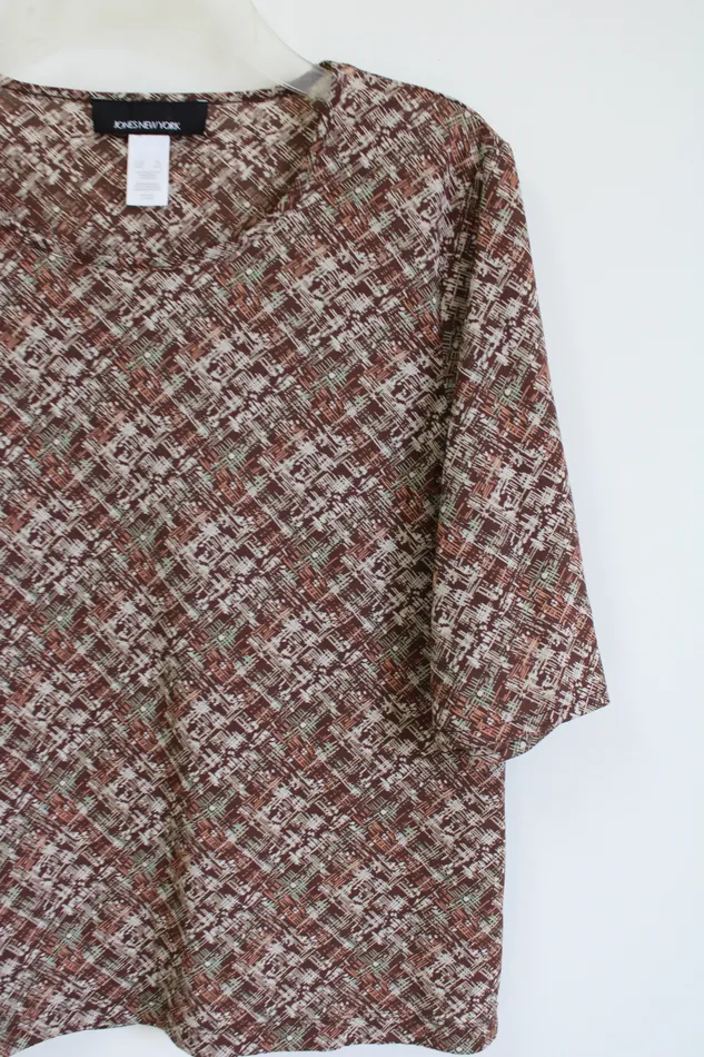 Earrings Jones New York Jones New York Meshy Lightweight Brown Patterned Top XL