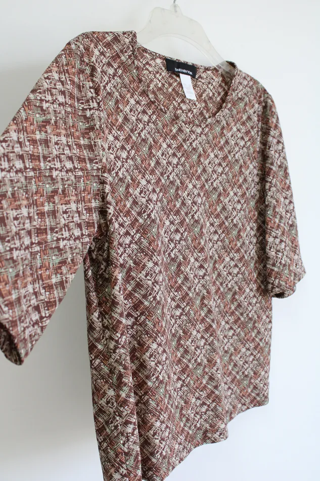 Earrings Jones New York Jones New York Meshy Lightweight Brown Patterned Top XL