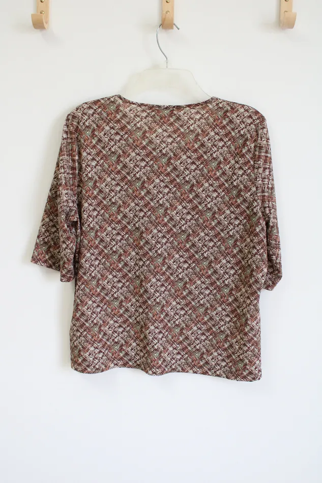 Earrings Jones New York Jones New York Meshy Lightweight Brown Patterned Top XL