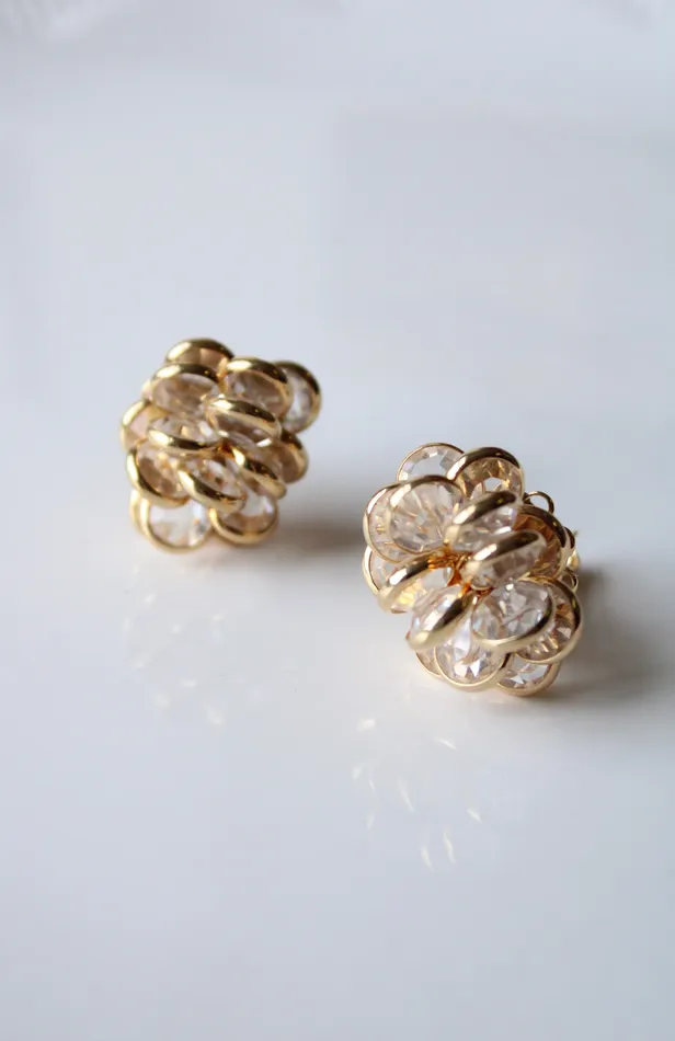 Earrings Jubilee Thrift Crystal Cluster Gold Pinecone Style Design Clip On Earrings Earrings Jubilee Thrift Crystal Cluster Gold Pinecone Style Design Clip On Earrings