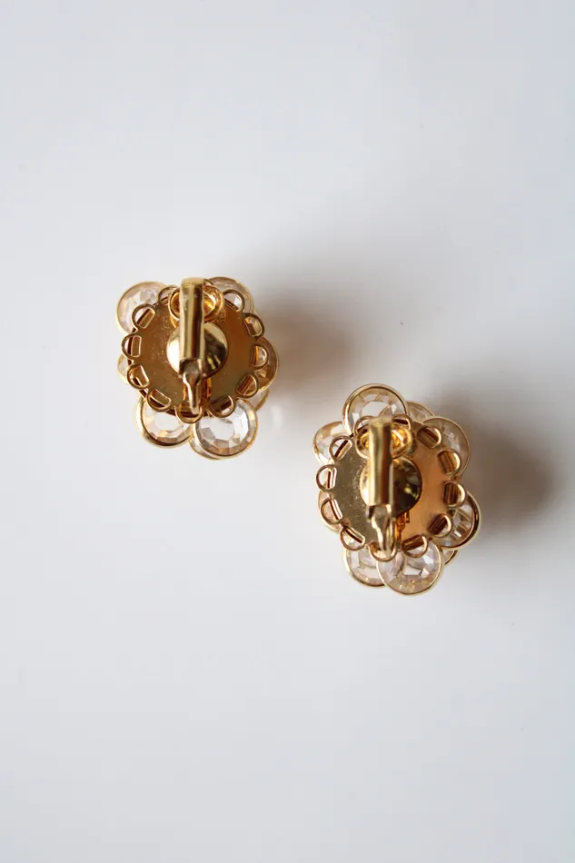 Earrings Jubilee Thrift Crystal Cluster Gold Pinecone Style Design Clip On Earrings