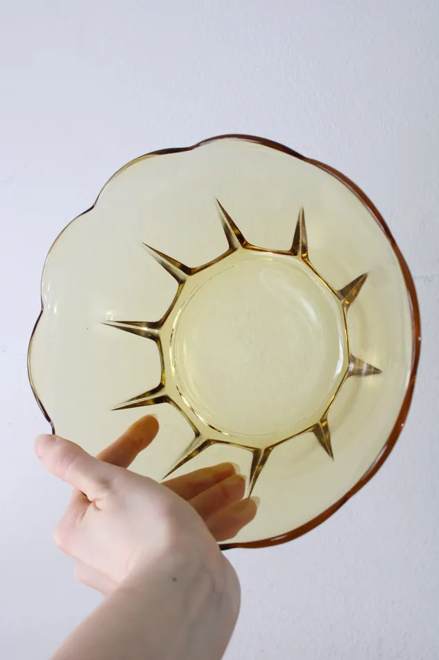 Earrings Jubilee Thrift Scalloped Vintage Yellow Glass Bowl 8