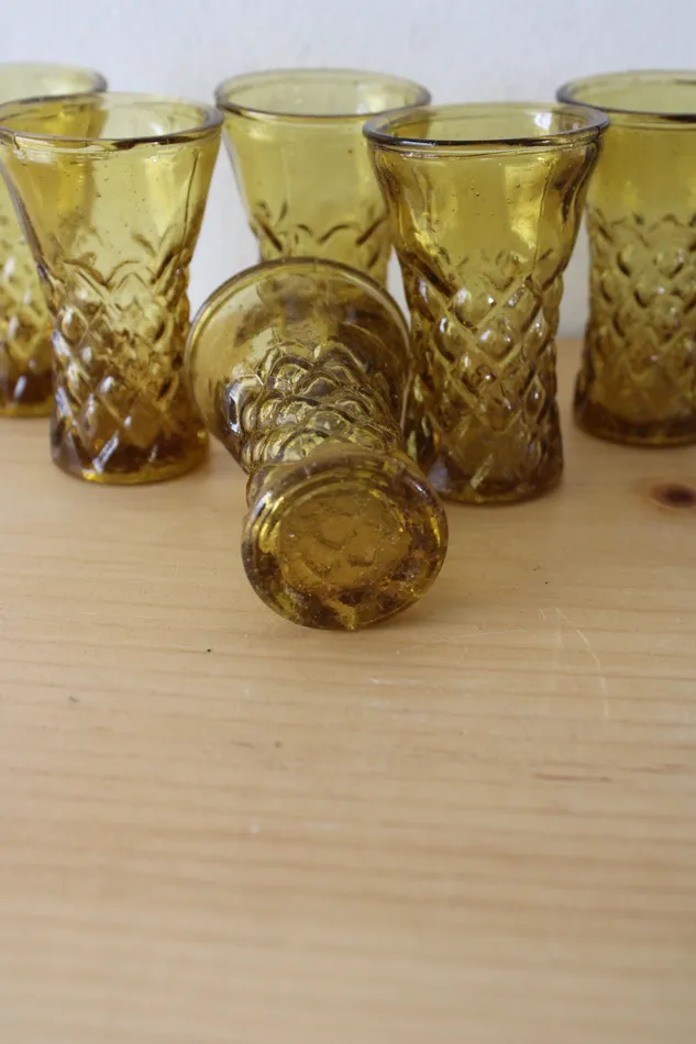 Earrings Jubilee Thrift Vintage Amber Glass Shot Glasses Set Of 6
