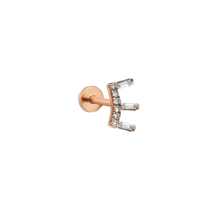 Earrings Kismet by Milka Mini Baguette Arc Piercing