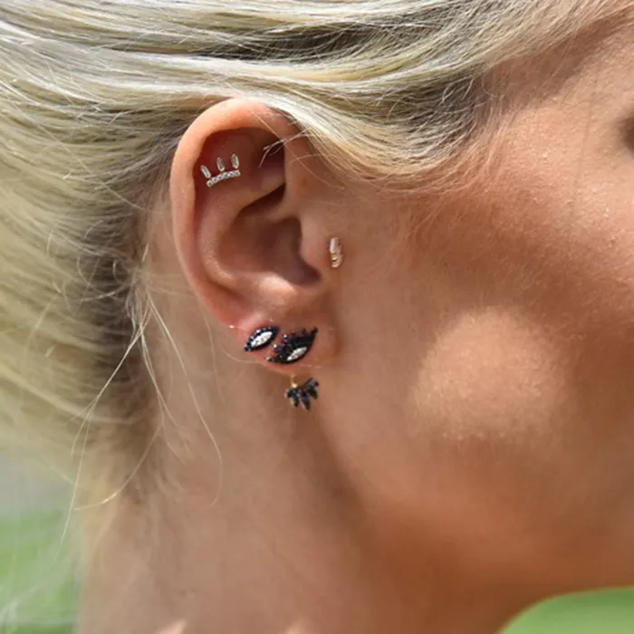 Earrings Kismet by Milka Mini Baguette Arc Piercing