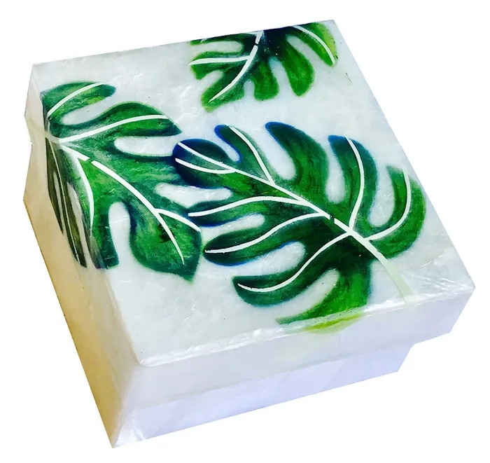 Earrings KUBLACRAFTS Kubla Crafts Tropical Leaves Capiz Shell Keepsake Box 3x3 Earrings KUBLACRAFTS Kubla Crafts Tropical Leaves Capiz Shell Keepsake Box 3x3