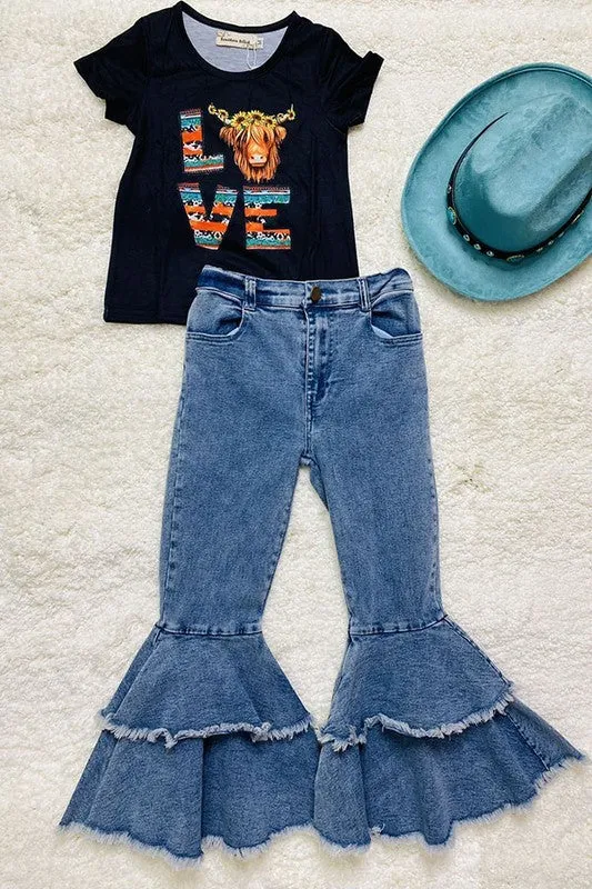 Earrings LADYS WORLD DENIM WASH RUFFLE BELL BOTTOM JEANS Earrings LADYS WORLD DENIM WASH RUFFLE BELL BOTTOM JEANS