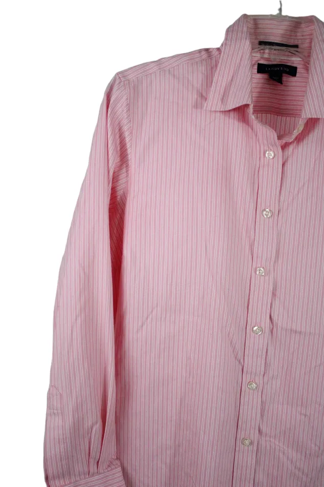 Earrings Lands End Lands End Pinpoint Oxford Pink Striped Shirt 14 Petite