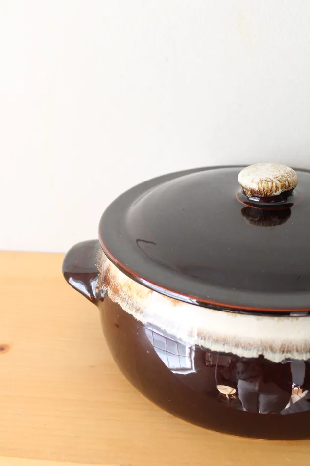 Earrings Large Vintage Gourmet Brown Drip Casserole Dish 95 Jubilee Thrift
