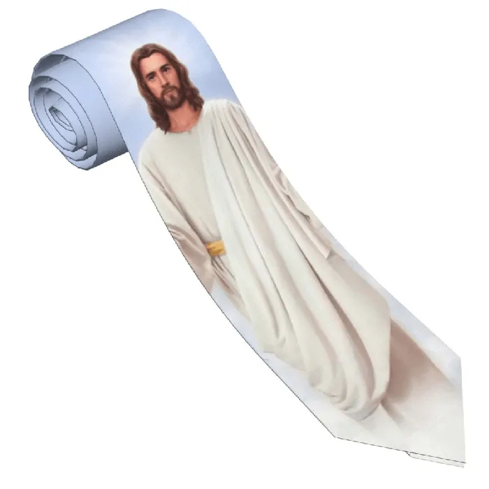 Earrings Lords Guidance Religious Jesus Print Necktie