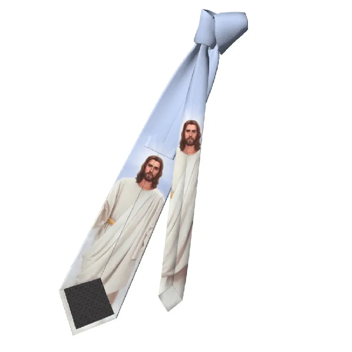 Earrings Lords Guidance Religious Jesus Print Necktie