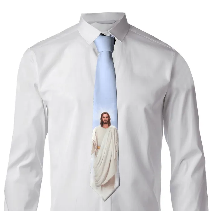 Earrings Lords Guidance Religious Jesus Print Necktie