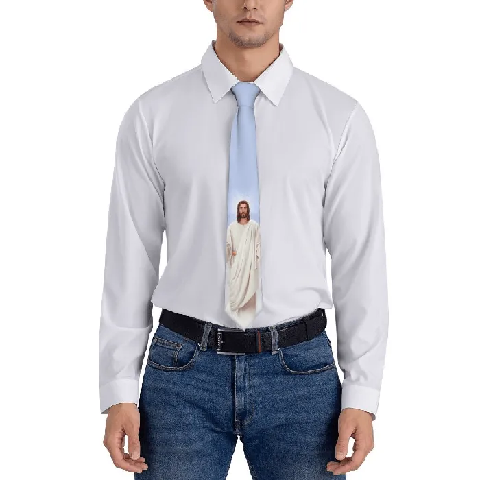Earrings Lords Guidance Religious Jesus Print Necktie