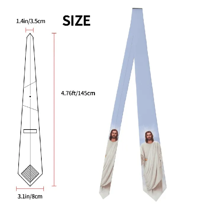 Earrings Lords Guidance Religious Jesus Print Necktie