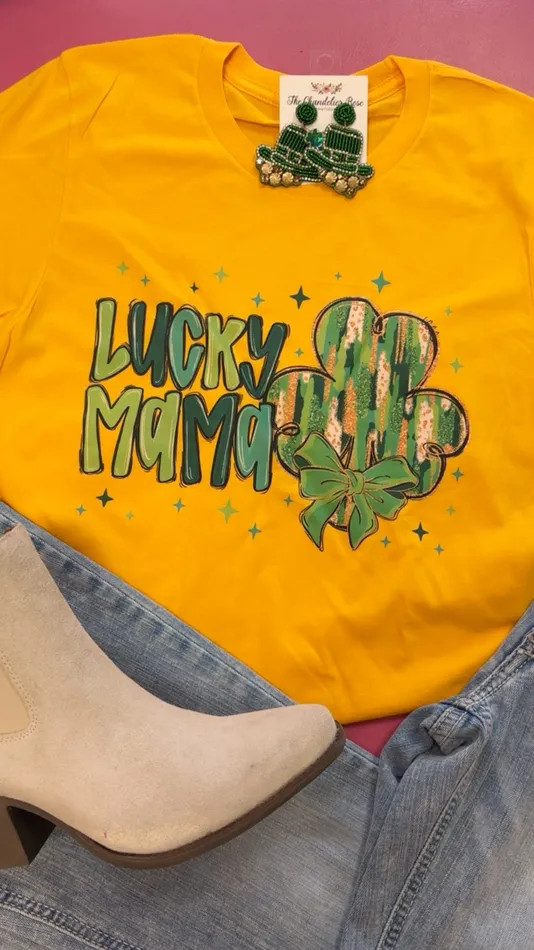 Earrings LUCKY AND BLESSED LIFE LUCKY MAMA CLOVER TEE GOLD