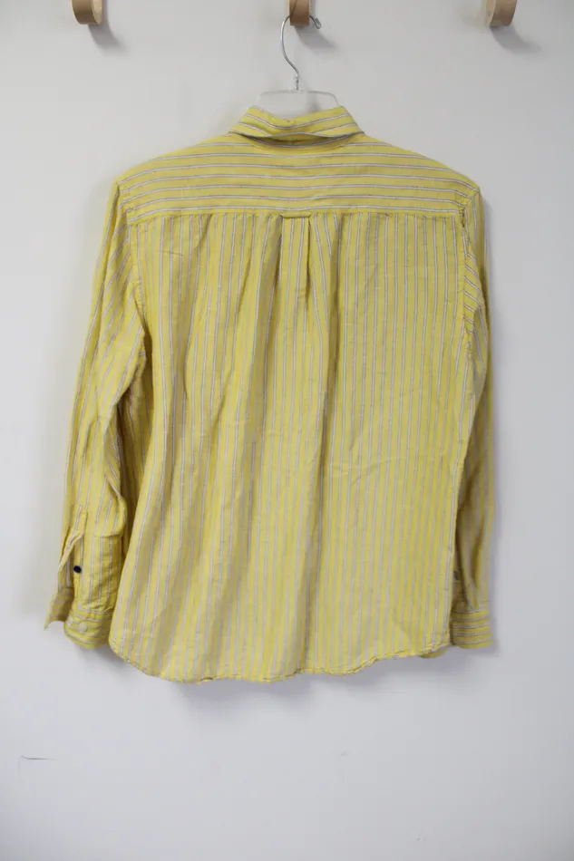 Earrings Nautica Yellow Striped Linen Blend Button Down Shirt L Nautica