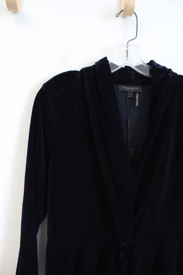 Earrings NEW Vintage Donna Karan Navy Velvet Dress L Donna Karan