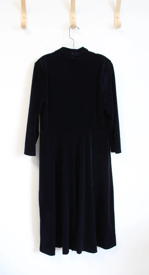 Earrings NEW Vintage Donna Karan Navy Velvet Dress L Donna Karan
