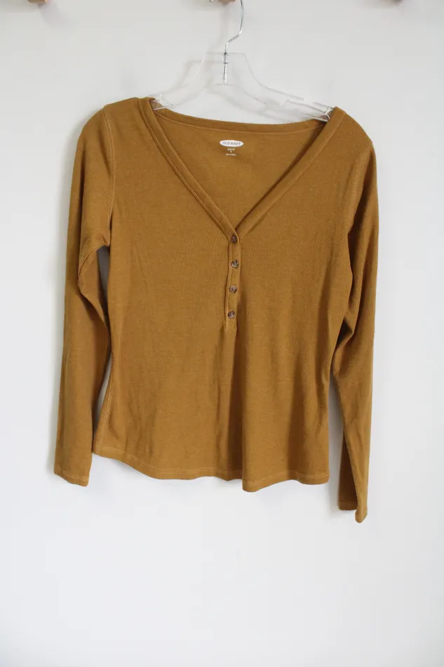 Earrings Old Navy Old Navy Slim Fit Yellow Rib Long Sleeved Shirt S