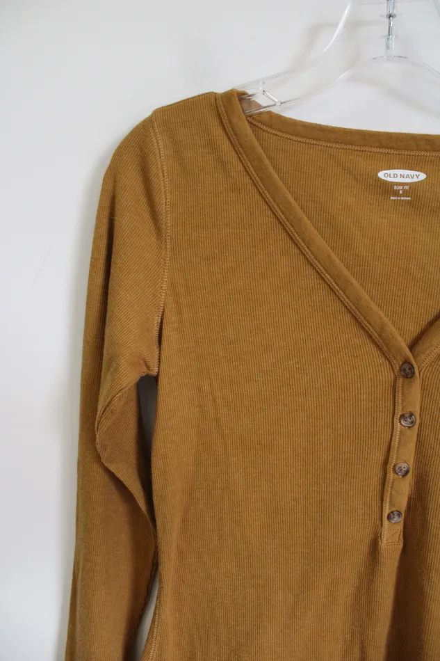Earrings Old Navy Old Navy Slim Fit Yellow Rib Long Sleeved Shirt S