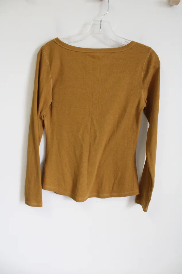 Earrings Old Navy Old Navy Slim Fit Yellow Rib Long Sleeved Shirt S