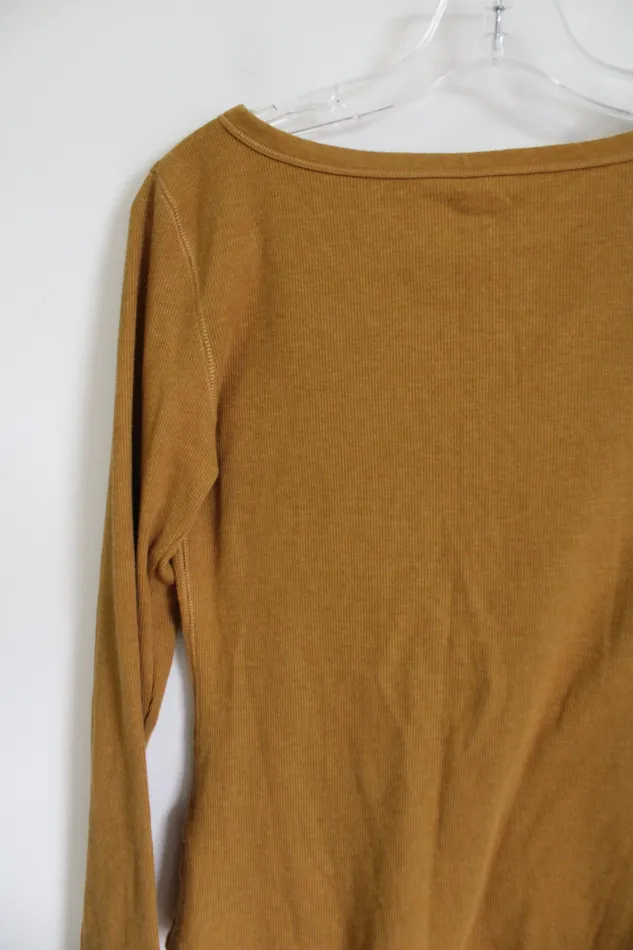 Earrings Old Navy Old Navy Slim Fit Yellow Rib Long Sleeved Shirt S