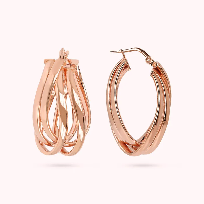 Earrings Orecchini a Cerchio Goccia Intrecciati Bronzallure