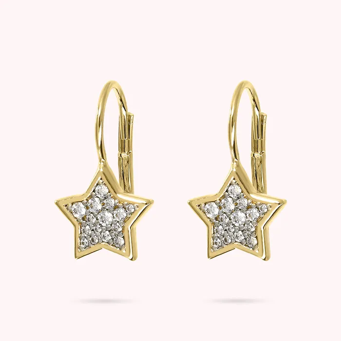 Earrings Orecchini Pendenti Golden con Stella Pav in Cubic Zirconia Bronzallure Earrings Orecchini Pendenti Golden con Stella Pav in Cubic Zirconia Bronzallure