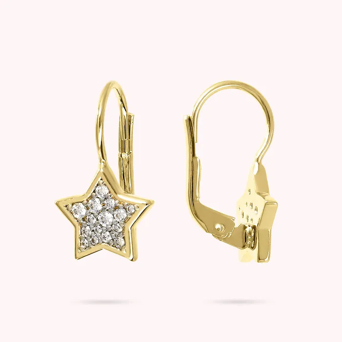 Earrings Orecchini Pendenti Golden con Stella Pav in Cubic Zirconia Bronzallure
