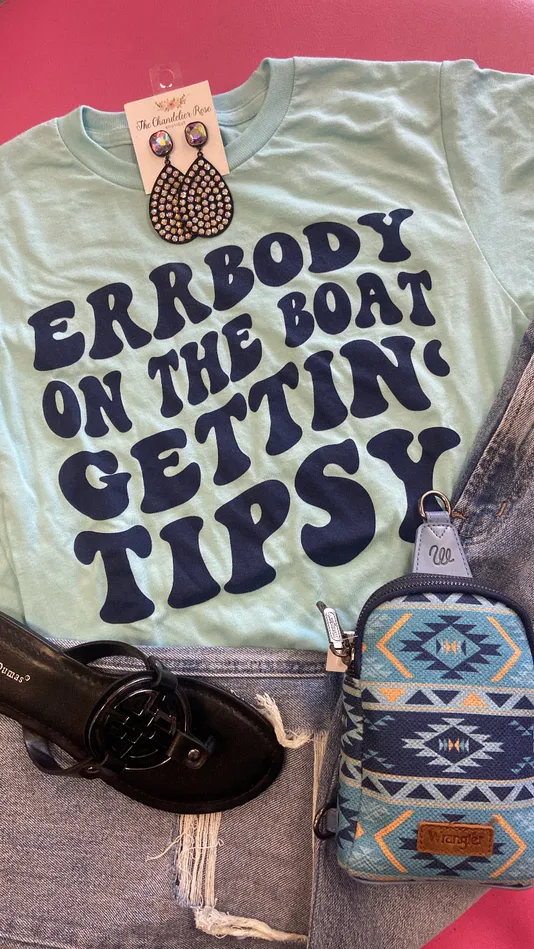 Earrings PPD ON THE BOAT GETTING TIPSY TEE AQUA