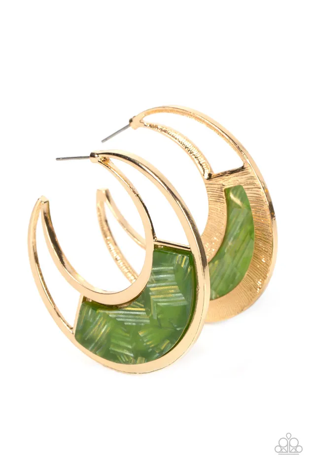 Earrings Paparazzi Accessories Contemporary Curves Green