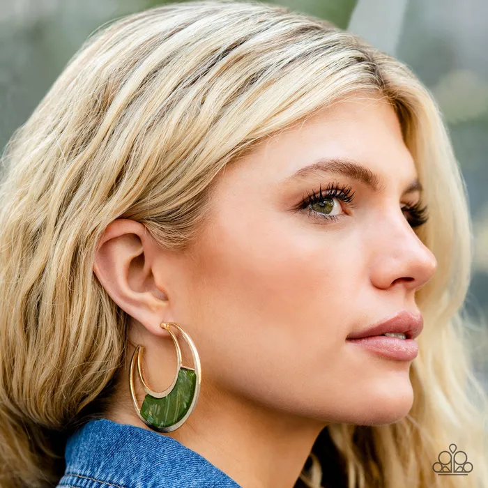 Earrings Paparazzi Accessories Contemporary Curves Green