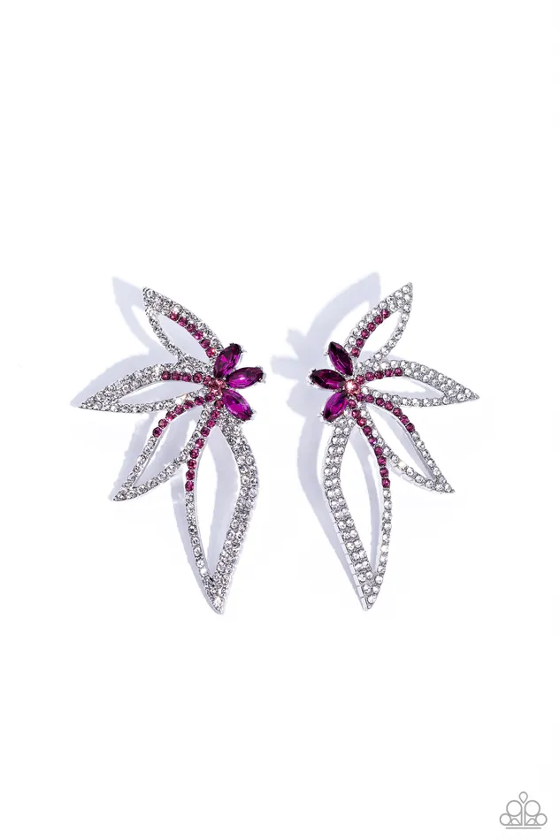 Earrings Paparazzi Accessories Twinkling Tulip Pink