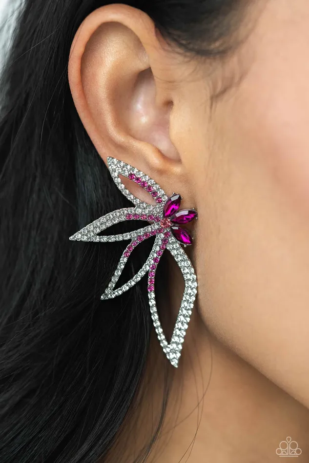 Earrings Paparazzi Accessories Twinkling Tulip Pink