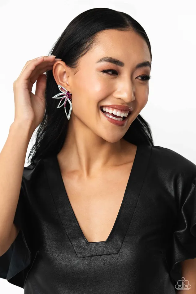 Earrings Paparazzi Accessories Twinkling Tulip Pink