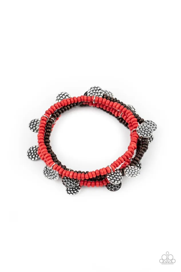 Earrings Paparazzi Accessories WOODnt Count It Red