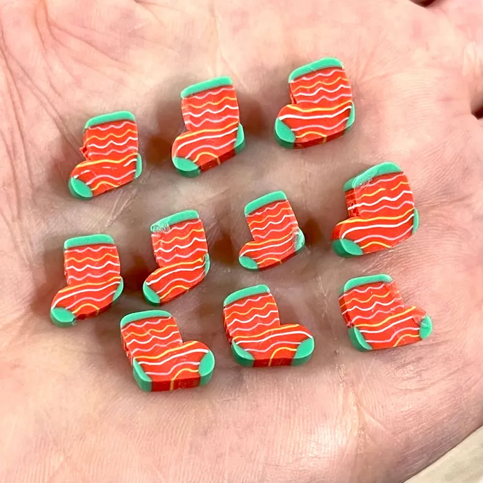 Earrings Peppy Beads 10mm Polymer Clay Christmas Stocking Round Beads10 Beads in a Pack Earrings Peppy Beads 10mm Polymer Clay Christmas Stocking Round Beads10 Beads in a Pack