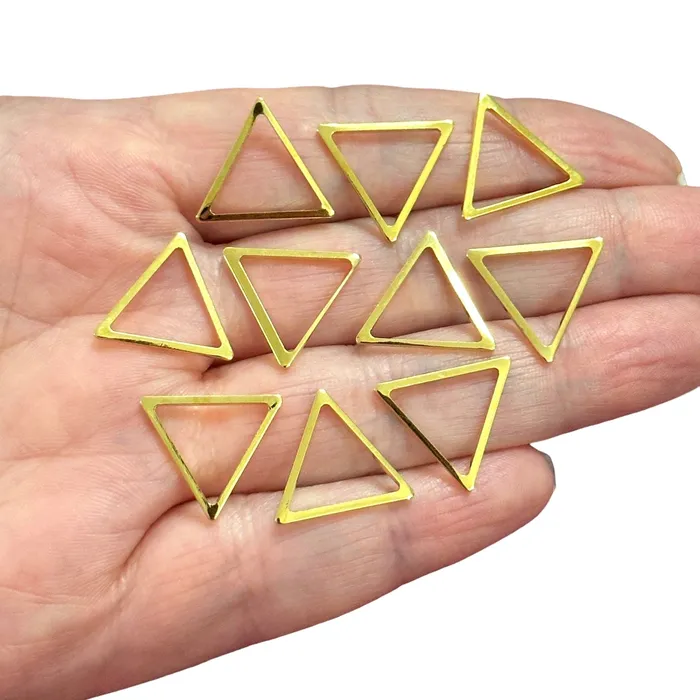 Earrings Peppy Beads 24Kt Gold Plated 17mm Triangle Charms Gold Triangle Connector Charms 10 pcs in a pack Earrings Peppy Beads 24Kt Gold Plated 17mm Triangle Charms Gold Triangle Connector Charms 10 pcs in a pack