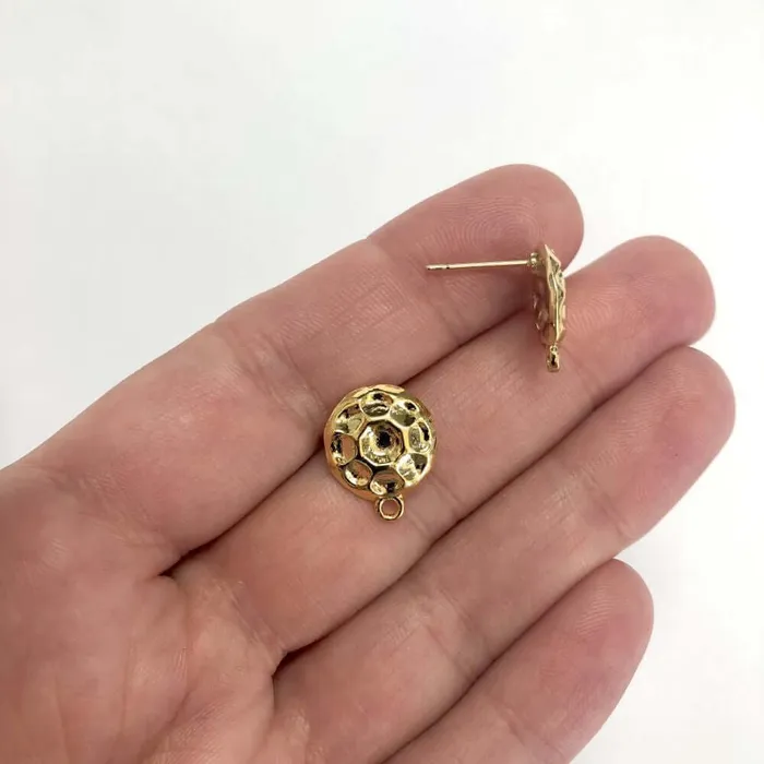Earrings Peppy Beads 24Kt Gold Plated Brass Round Stud Earrings 2 pcs in a pack Earrings Peppy Beads 24Kt Gold Plated Brass Round Stud Earrings 2 pcs in a pack