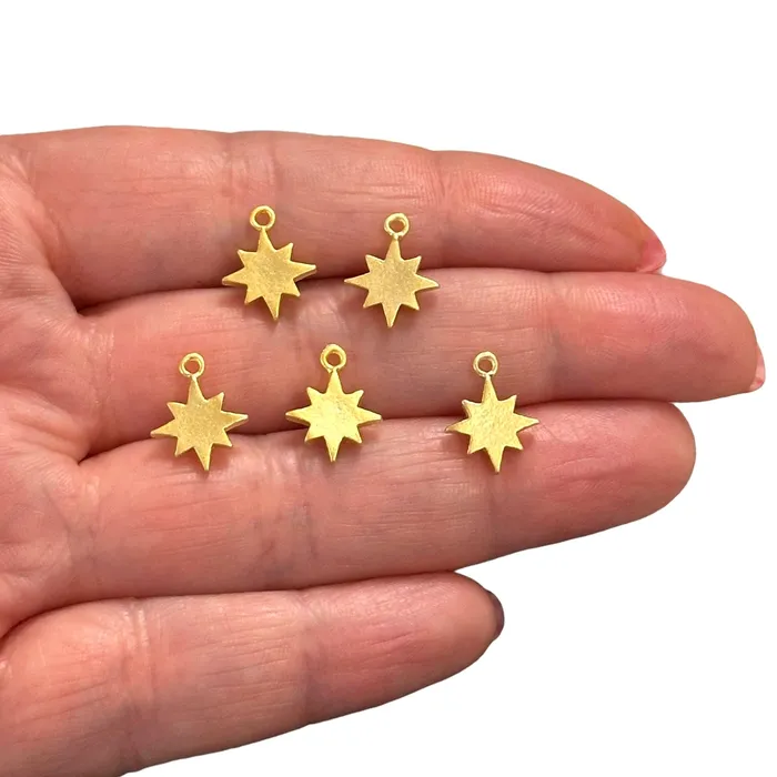 Earrings Peppy Beads 24Kt Matte Gold Plated North Star Charms Gold Star Charms 5 pcs in a pack Earrings Peppy Beads 24Kt Matte Gold Plated North Star Charms Gold Star Charms 5 pcs in a pack